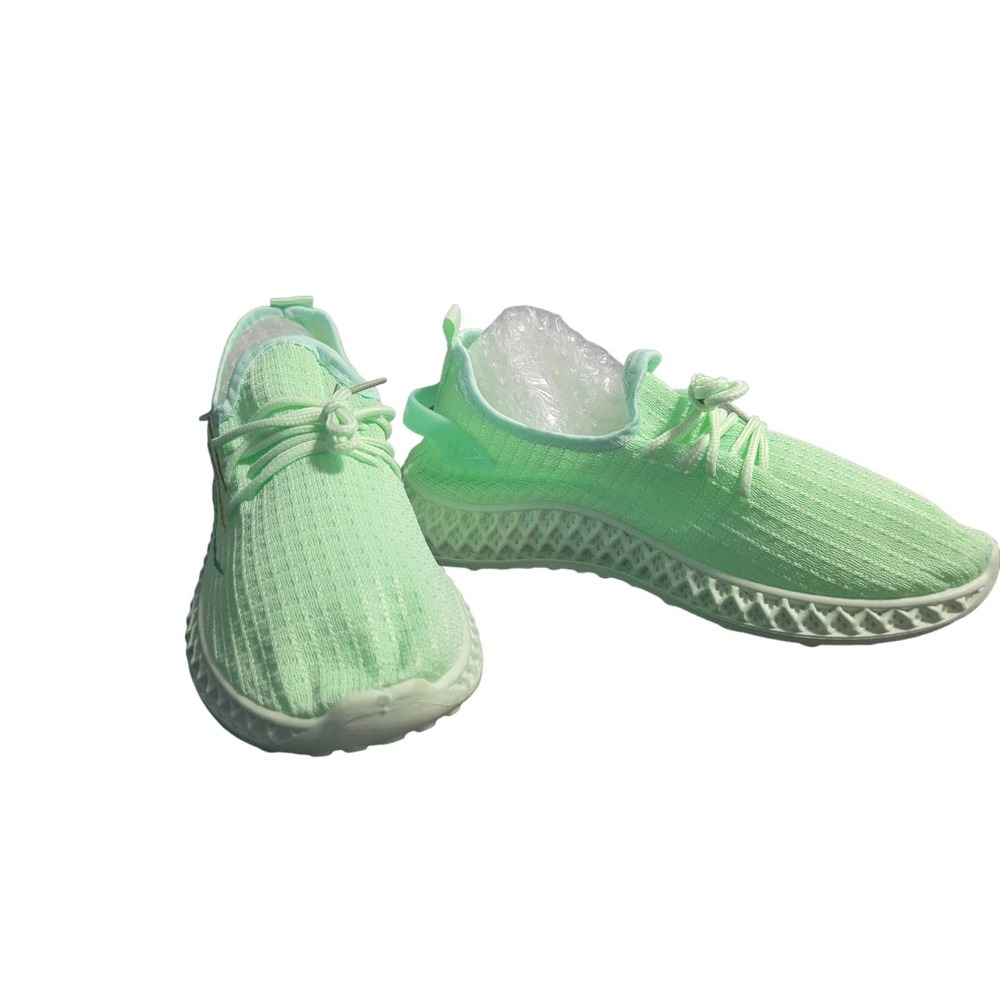 Green Women's Breathable Mesh Sneakers, Sporty Casual Shoes, Outdoor Comfort